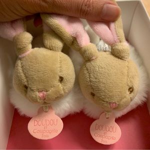 Newborn bunny rattle booties